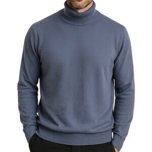 Malo Sweater 100% Cashmere Knitted Long Sleeve Turtle Neck Pullover Blue 2X